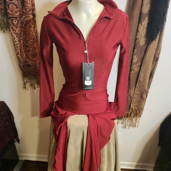 Burgundy Bodycon Suit - Picture 1 of 3